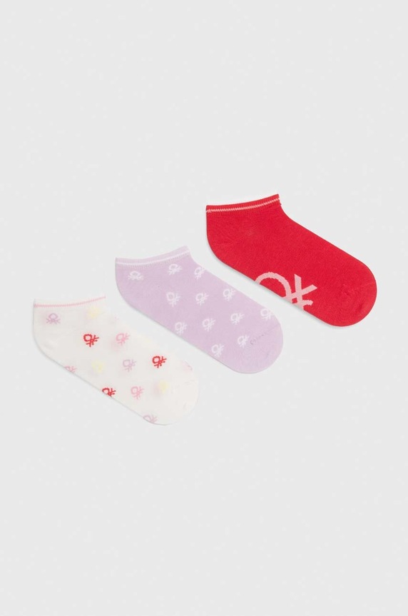 United Colors of Benetton skarpetki dziecięce 3-pack skarpetki krótkie fioletowy 6AO307032.G.Seasonal
