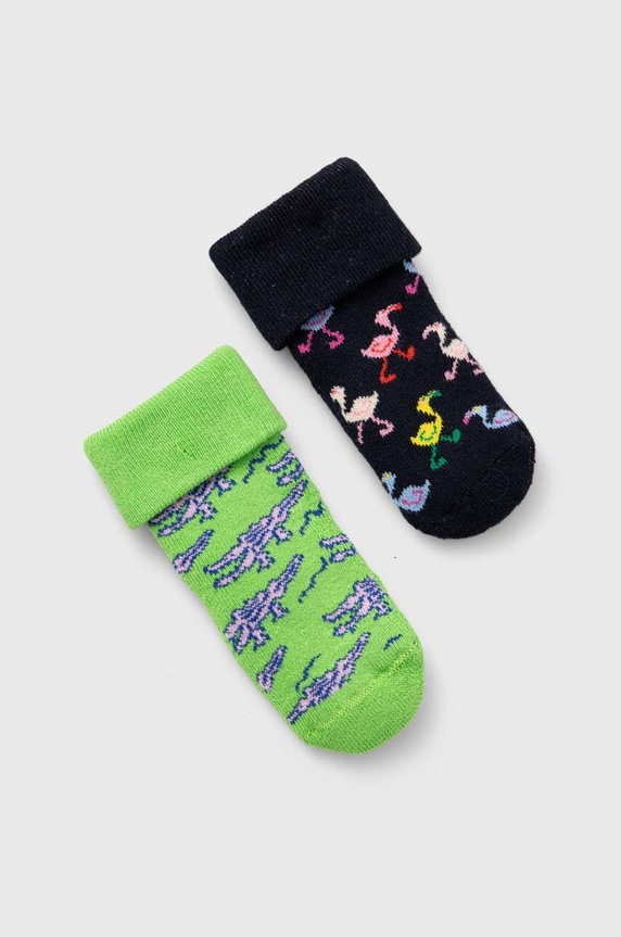Happy Socks skarpetki dziecięce Kids Animals Baby Terry Socks 2-pack P000827 czarny SS24