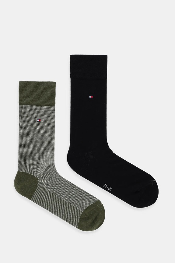 Κάλτσες Tommy Hilfiger 2-pack μελανζέ πράσινο 701226104