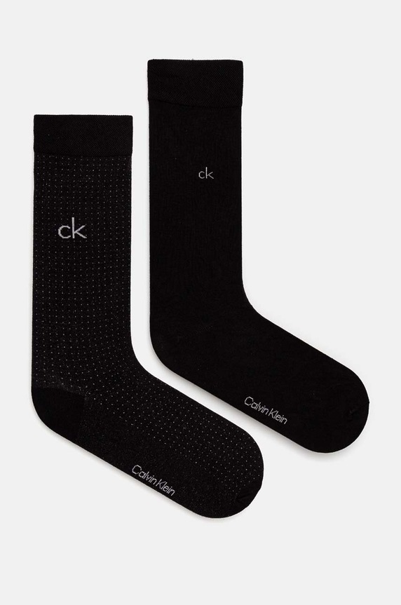 Ponožky Calvin Klein 2-pak jemný vzor čierna 701229432