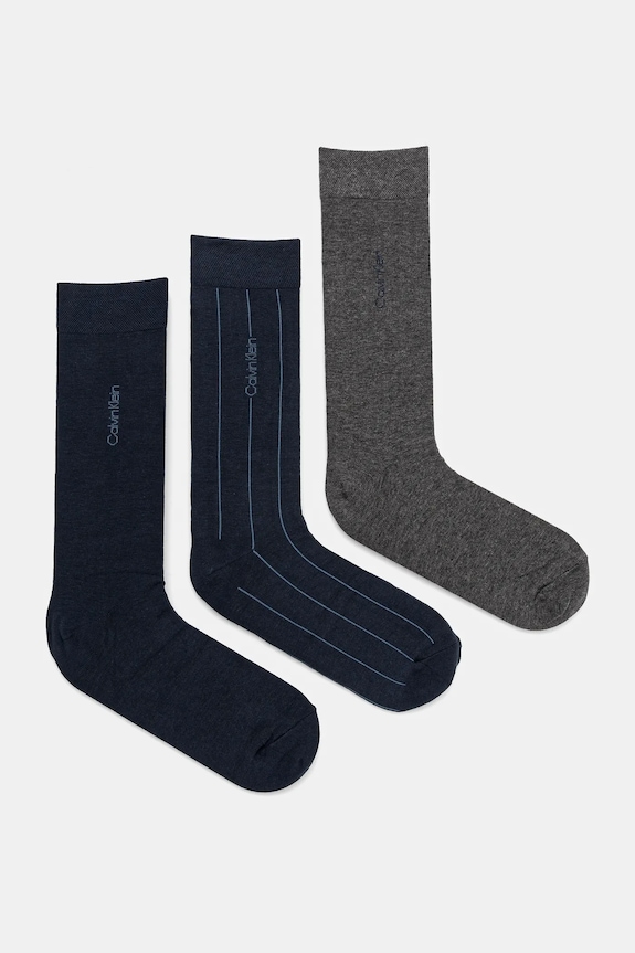Ponožky Calvin Klein 3-pak melanž fialová 701230087