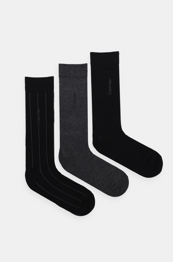 Ponožky Calvin Klein 3-pak melanž čierna 701230087