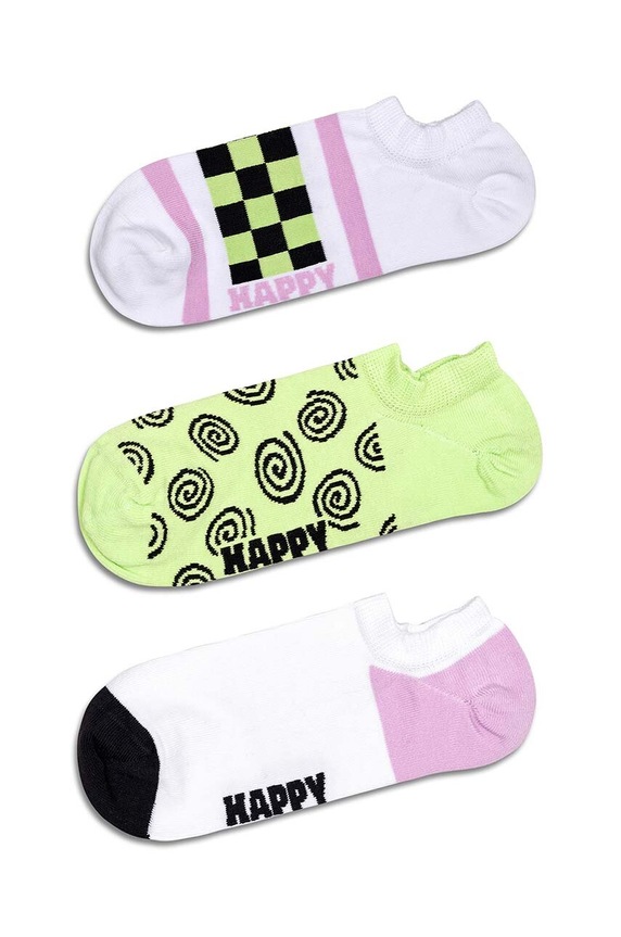 Happy Socks skarpetki Checked Stripe No Show Socks 3-pack skarpetki krótkie multicolor P000984