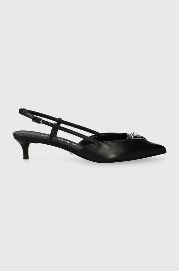 Guess szpilki skórzane JESSON szpic czarny FLPJES.LEA05.BLACK