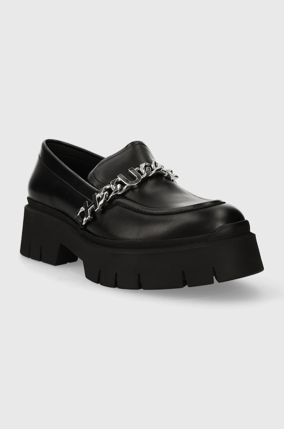 Kožené mokasíny HUGO Kris 50513483.001 černá SS24