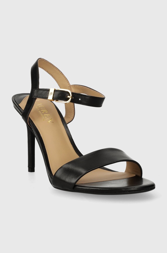Δερμάτινα πέδιλα Lauren Ralph Lauren Gwen Ozweego Gwen 802940588001.001 μαύρο AW25