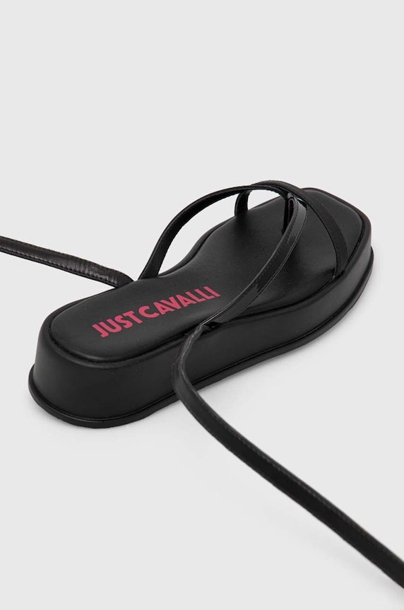 Cipők Just Cavalli bőr szandál 76RA3S75ZPA33899 fekete