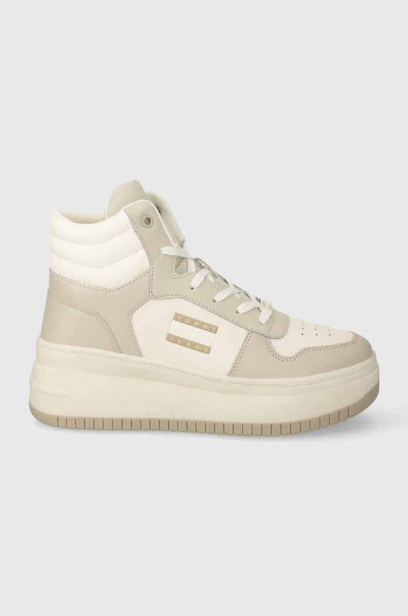 Tommy Jeans sneakersy TJW RETRO BASKET MC LACE UP imitacja skóry licowej beżowy EN0EN02422