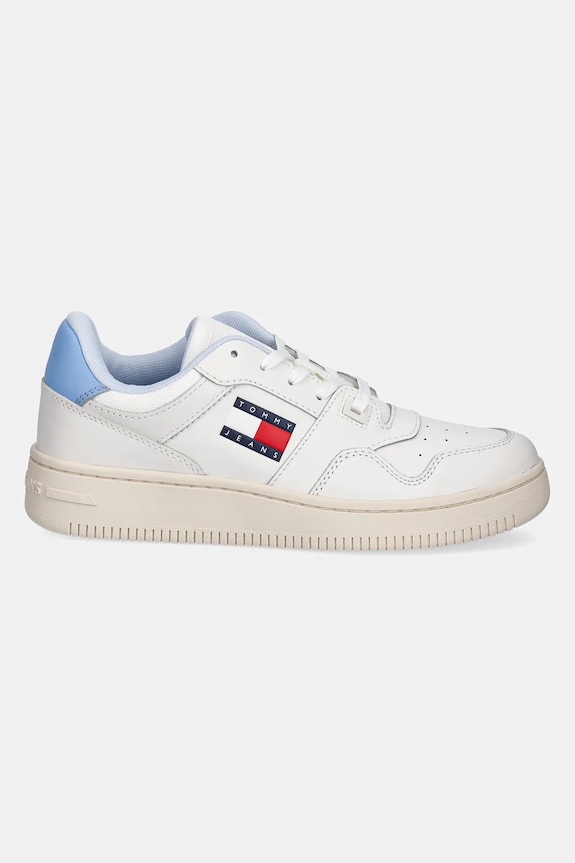 Δερμάτινα sneakers Tommy Jeans TJW RETRO BASKET ESS EN0EN02505 λευκό SS25