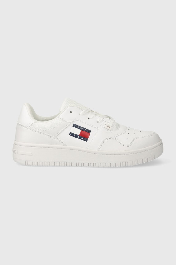Tommy Jeans sneakersy skórzane TJW RETRO BASKET ESS płaska biały EN0EN02505