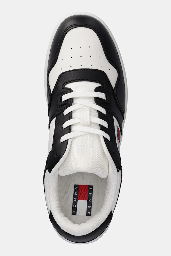 Kožené tenisky Tommy Jeans TJW RETRO BASKET ESS čierna EN0EN02505