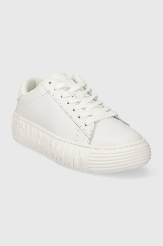 Kožne tenisice Tommy Jeans TJW LEATHER CUPSOLE ESS EN0EN02507 bijela SS24