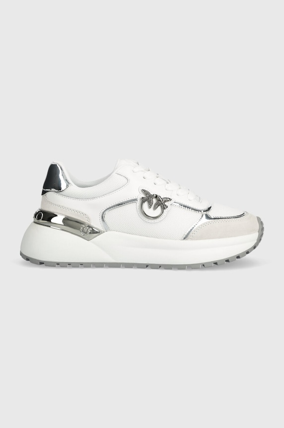 Pinko sneakersy Gem skóra zamszowa biały SS0019.P027.ZI6