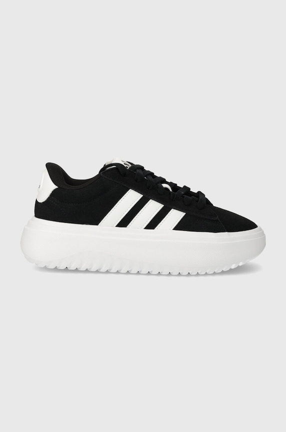 Semišové sneakers boty adidas Grand Court Platform přírodní kůže černá IE1102