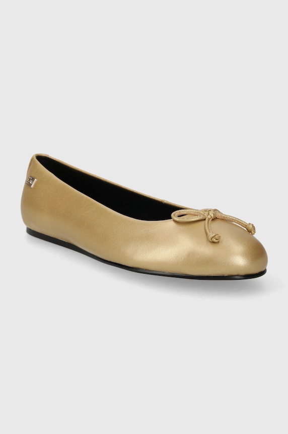 Kožené baleríny Tommy Hilfiger ESSENTIAL GOLDEN BALLERINA FW0FW07865 zlatá SS24