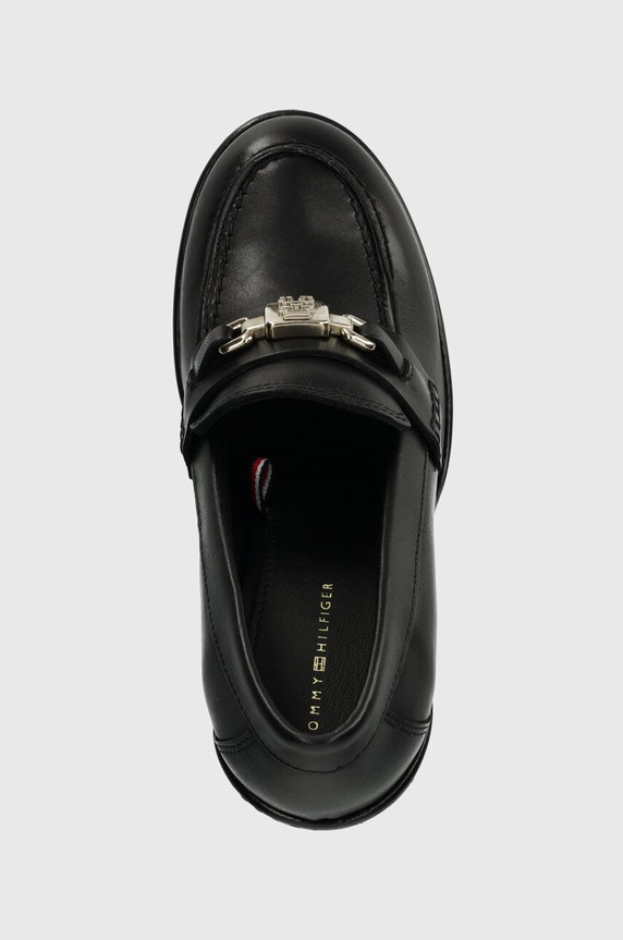 Kožne salonke Tommy Hilfiger TH HARDWARE BLOCKY PUMP crna FW0FW07767