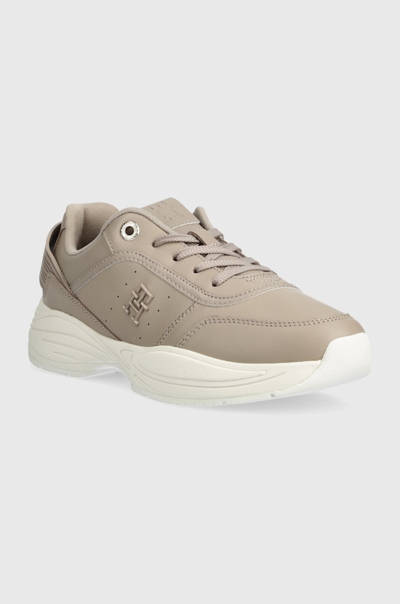 Tommy Hilfiger sneakersy skórzane TECH HEEL RUNNER FW0FW07701 beżowy SS24