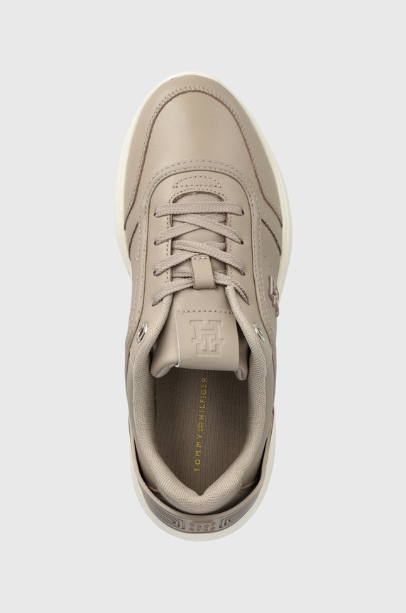 Tommy Hilfiger sneakersy skórzane TECH HEEL RUNNER beżowy FW0FW07701