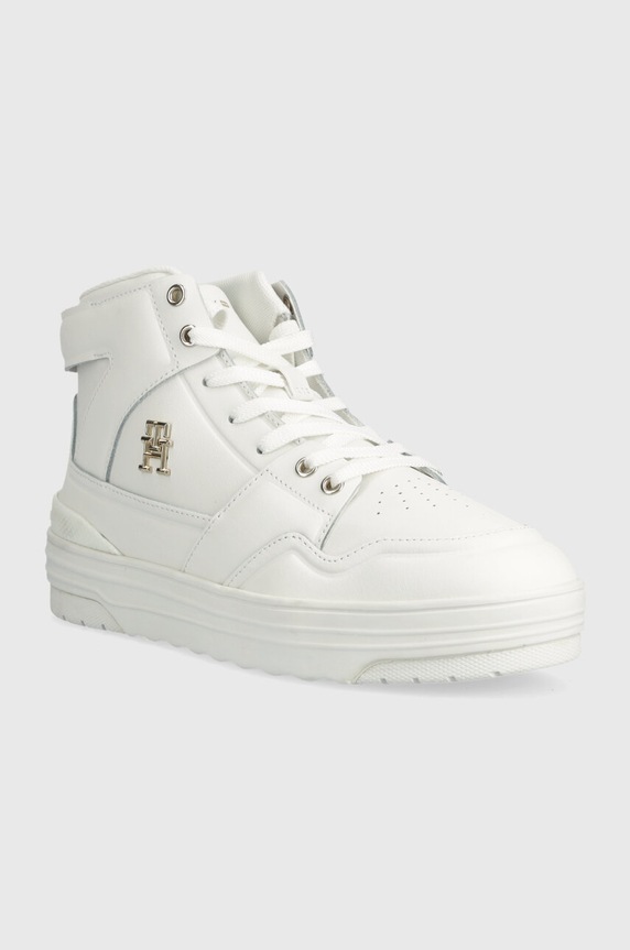Kožené tenisky Tommy Hilfiger TH BASKET SNEAKER HI FW0FW07757 bílá SS24