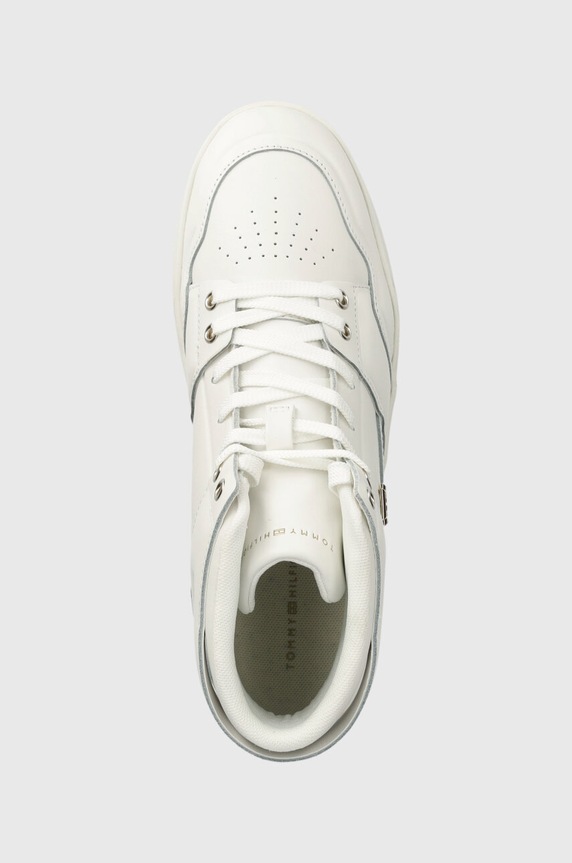 Kožené tenisky Tommy Hilfiger TH BASKET SNEAKER HI bílá FW0FW07757