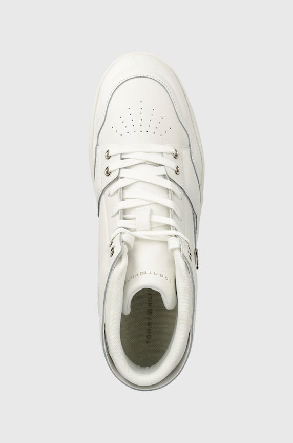 Kožené tenisky Tommy Hilfiger TH BASKET SNEAKER HI bílá FW0FW07757