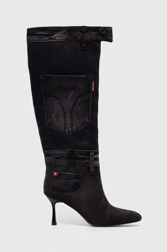 Elegantni škornji Miss Sixty Tekstil črna 6T4QJ8580000