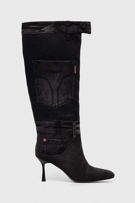 Elegantni škornji Miss Sixty Tekstil črna 6T4QJ8580000