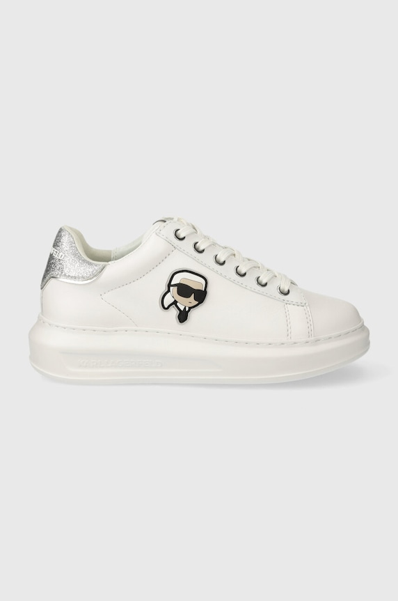Usnjene superge Karl Lagerfeld KAPRI Zrnato usnje bela KL62530N.01S
