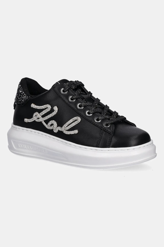Kožne tenisice Karl Lagerfeld KAPRI platforma crna KL62510G.00S