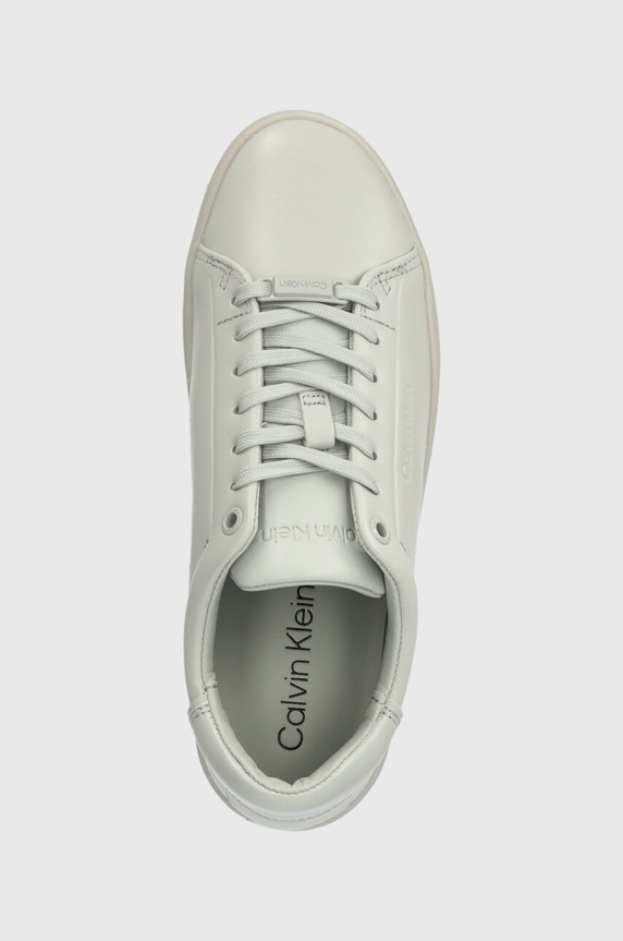 Calvin Klein sneakersy skórzane CLEAN CUPSOLE LACE UP szary HW0HW01863