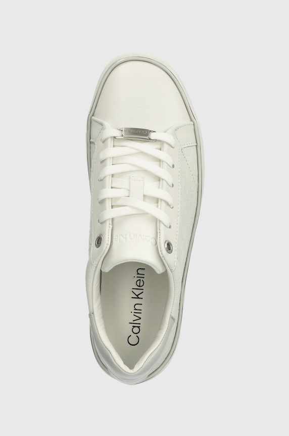 Calvin Klein bőr sportcipő FLATFORM C LACE UP - MONO MIX fehér HW0HW01870