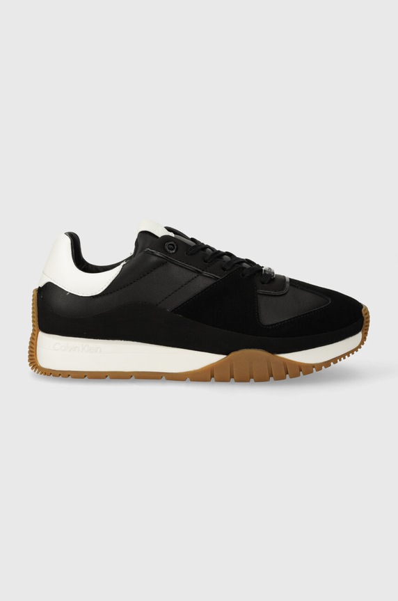 Calvin Klein sportcipő ORIGIN RUNNER velúr bőr fekete HW0HW01874