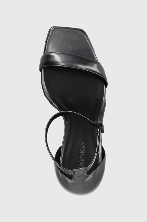 Calvin Klein sandały skórzane GEO STIL SQUARE SANDAL 90-PEARL szary HW0HW01993