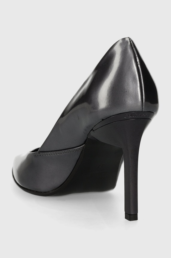 Obuwie Calvin Klein szpilki skórzane GEO STILETTO PUMP 90 - PEARL HW0HW01998 szary