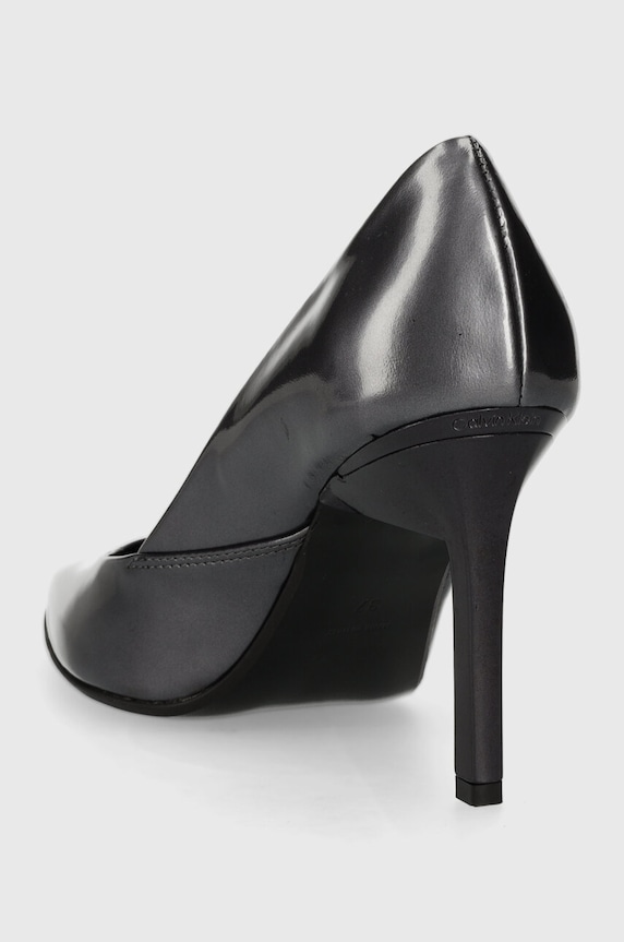 Obuwie Calvin Klein szpilki skórzane GEO STILETTO PUMP 90 - PEARL HW0HW01998 szary