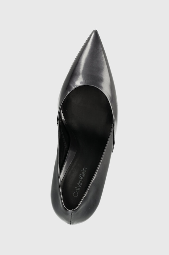 Calvin Klein szpilki skórzane GEO STILETTO PUMP 90 - PEARL szary HW0HW01998
