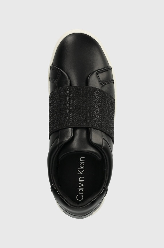 Calvin Klein sneakersy skórzane CLEAN CUPSOLE SLIP ON czarny HW0HW02007