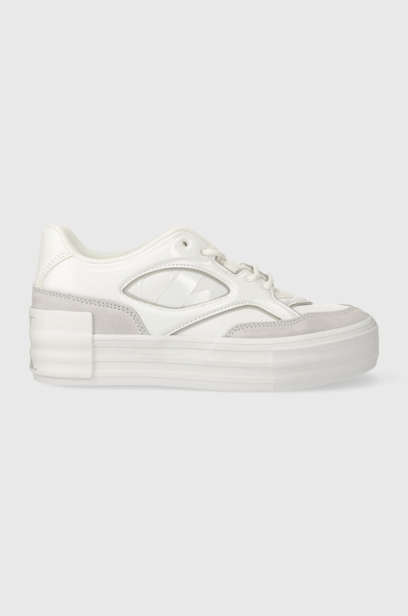 Calvin Klein Jeans sportcipő BOLD VULC FLATF LACE MIX MG LUM velúr bőr fehér YW0YW01295