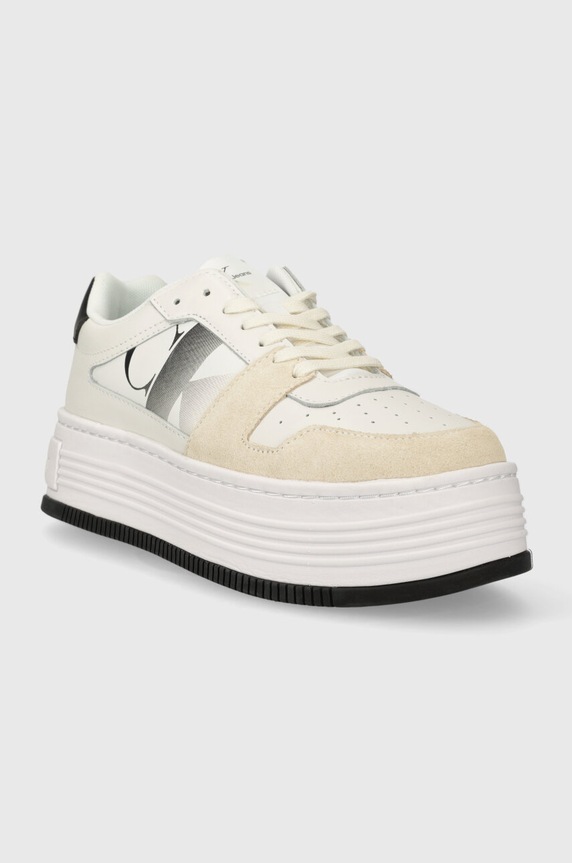 Calvin Klein Jeans sneakersy BOLD FLATF LOW LACE MIX NBS SAT YW0YW01308 biały SS24