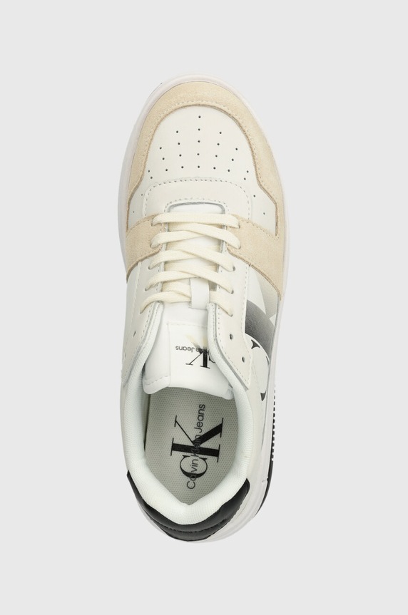 Calvin Klein Jeans sneakersy BOLD FLATF LOW LACE MIX NBS SAT biały YW0YW01308