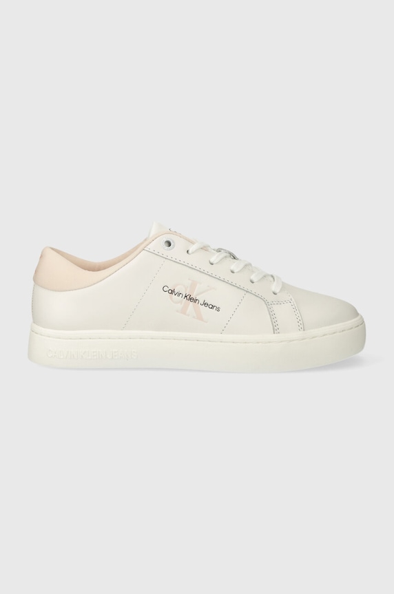 Calvin Klein Jeans sneakers din piele CLASSIC CUPSOLE LOWLACEUP LTH WN Planet friendly alb YW0YW01444