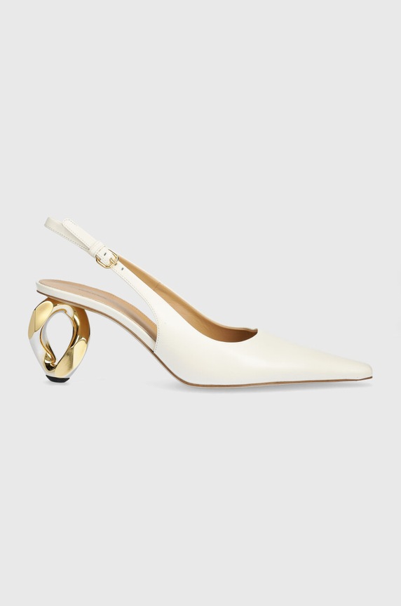 Kožne salonke JW Anderson Chain Heel široka potpetica bež ANW42055A.120