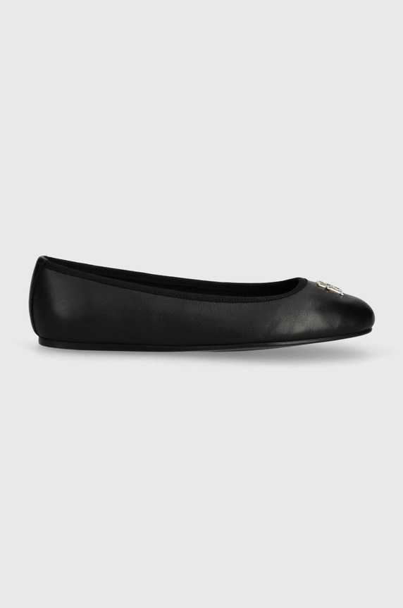 Kožené baleríny Tommy Hilfiger TH LEATHER BALLERINA FW0FW07712 černá SS24