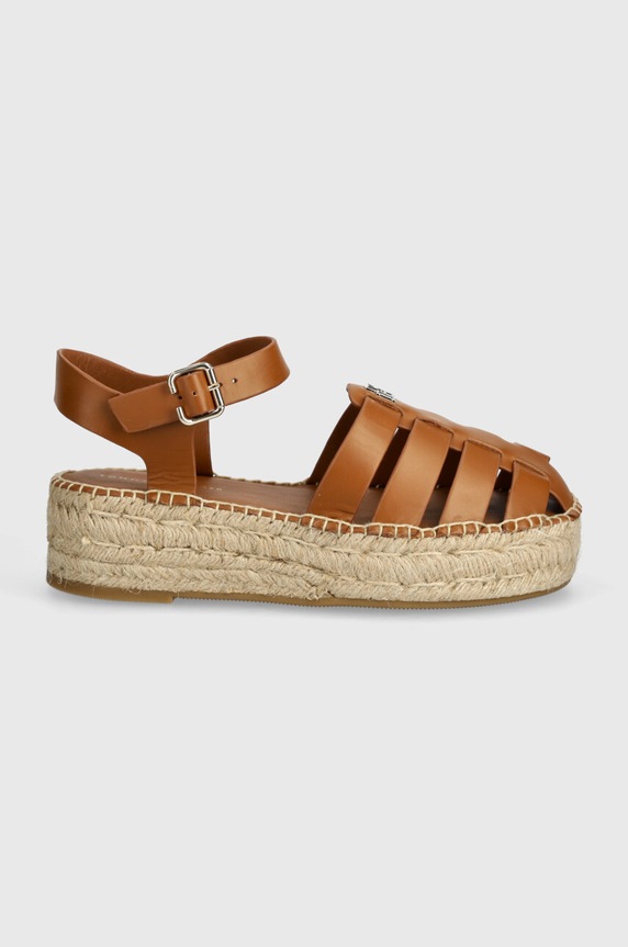 Tommy Hilfiger espadrile de piele TH AUTHENTIC LEATHER ESPADRILLE FW0FW07743 maro SS24