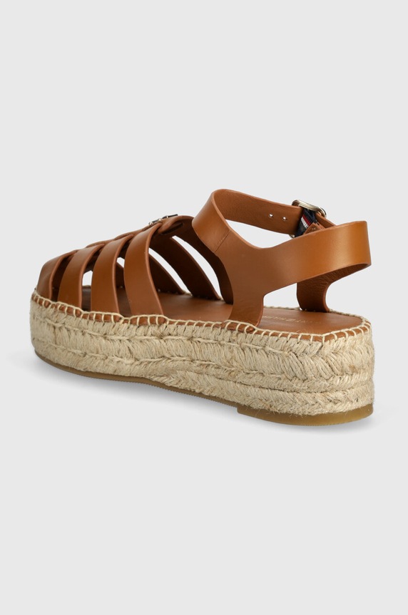 Încălțăminte Tommy Hilfiger espadrile de piele TH AUTHENTIC LEATHER ESPADRILLE FW0FW07743 maro
