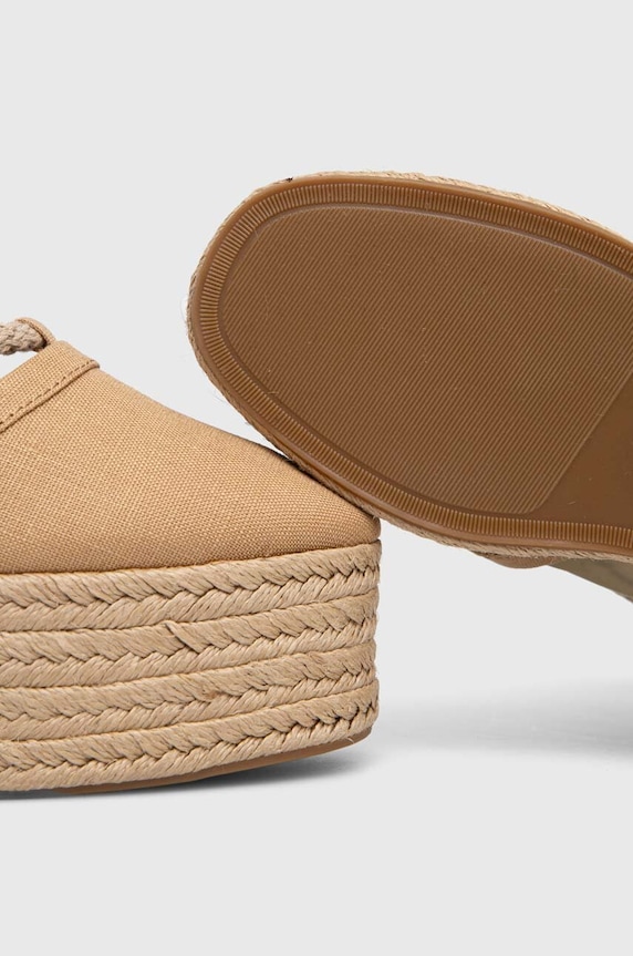 Tommy Hilfiger espadrilles CLOSED TOE LINEN FLATFORM bézs FW0FW07746
