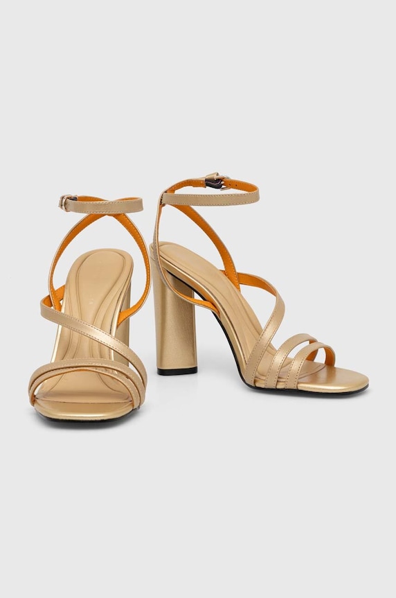 Tommy Hilfiger sandały skórzane TH GOLD BLOCK HIGH HEEL FW0FW07753 złoty SS24