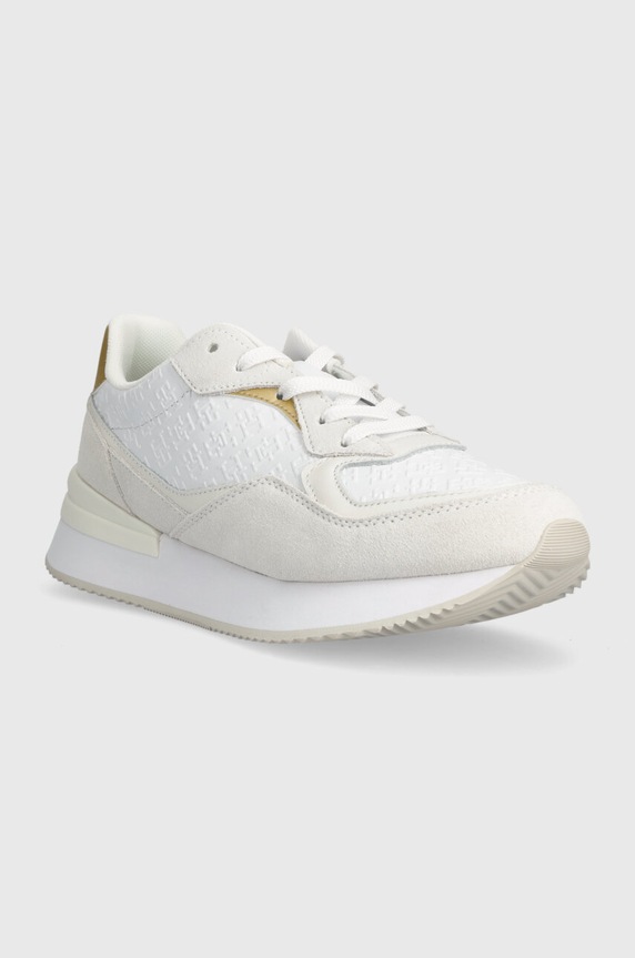 Kožne tenisice Tommy Hilfiger LUX MONOGRAM RUNNER FW0FW07816 bijela SS24