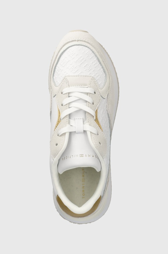 Kožne tenisice Tommy Hilfiger LUX MONOGRAM RUNNER bijela FW0FW07816