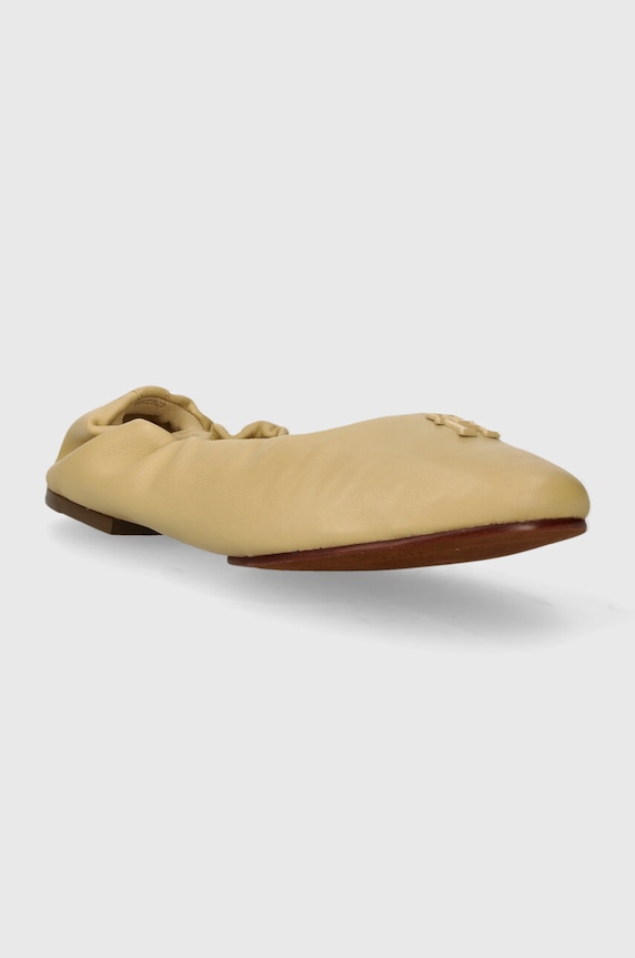 Tommy Hilfiger baleriny skórzane TH ELEVATED ELASTIC BALLERINA FW0FW07882 beżowy SS24